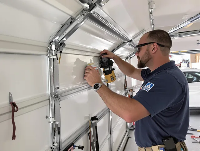 Matthews Garage Door Repair technician quieting a noisy garage door in Matthews