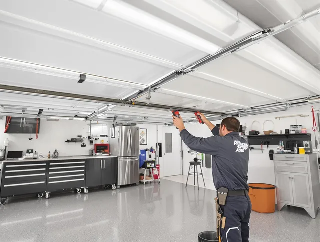 Overhead garage door repair service by Matthews Garage Door Repair in Matthews
